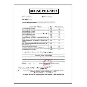 Traduction relevé de notes